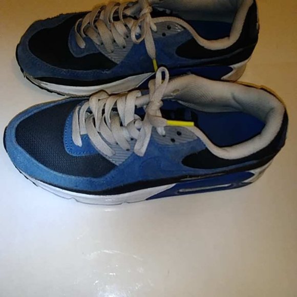Nike Air Max 90 Black Alantic Blue Dm0029-001 Sneakers Sz 6.5